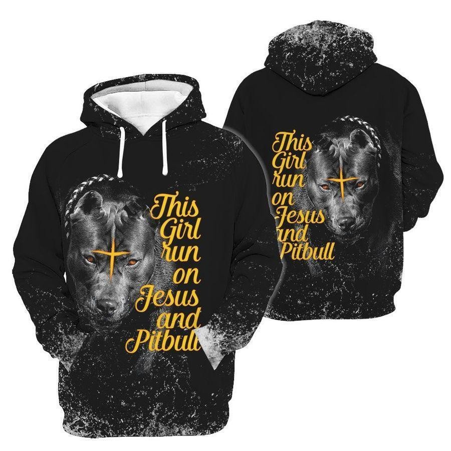 Pitbull Dog This Girl Run On Jesus 3D Hoodie Shirt For Men And Women 0921