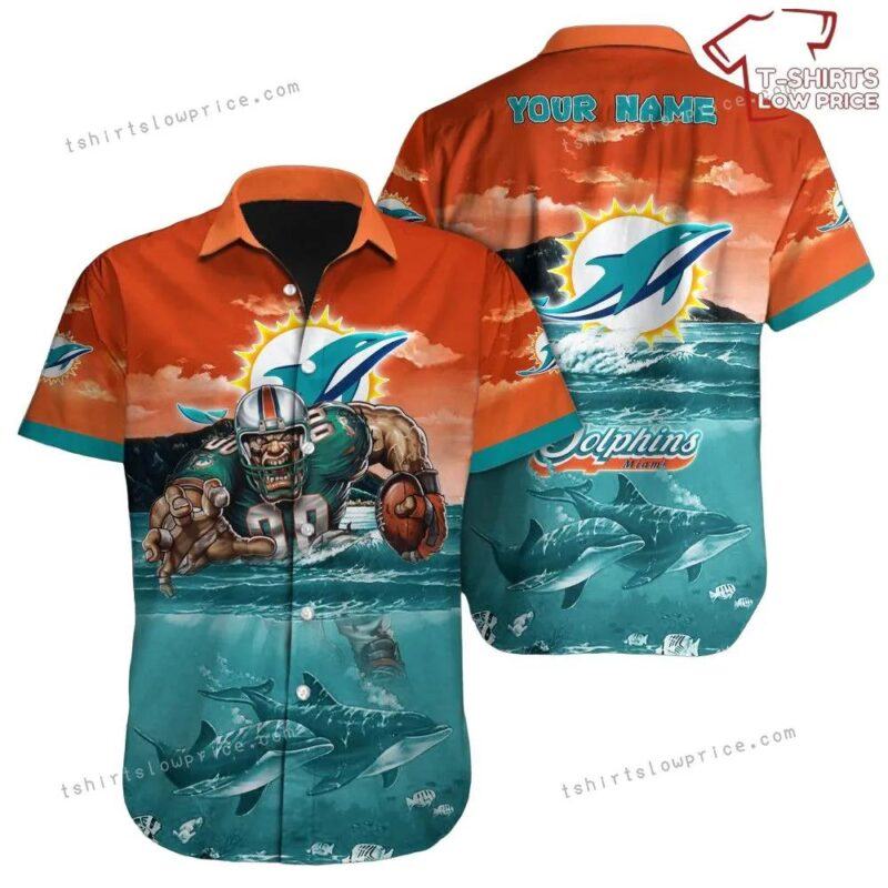 Miami Dolphins Hawaiian Shirt Nfl Football Custom Name Aloha Hawaiian Shirt For Men Women