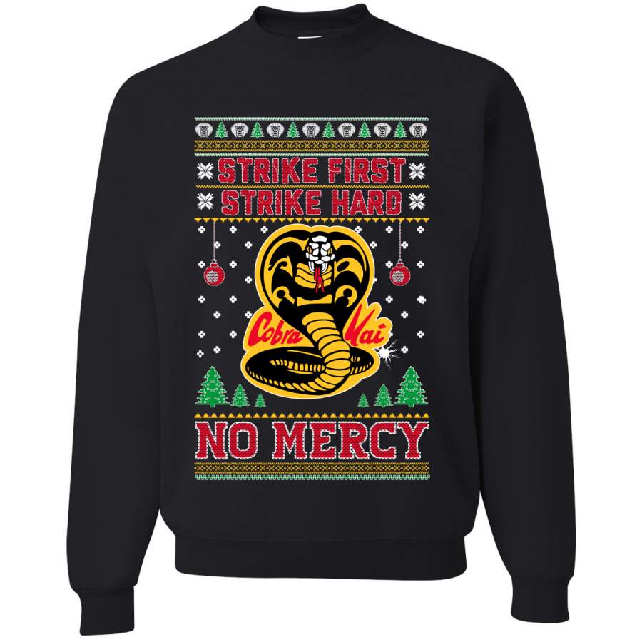 Strike First Strike Hard No Mercy Xmas Ugly Christmas Sweater Unisex Crewneck Graphic Sweatshirt