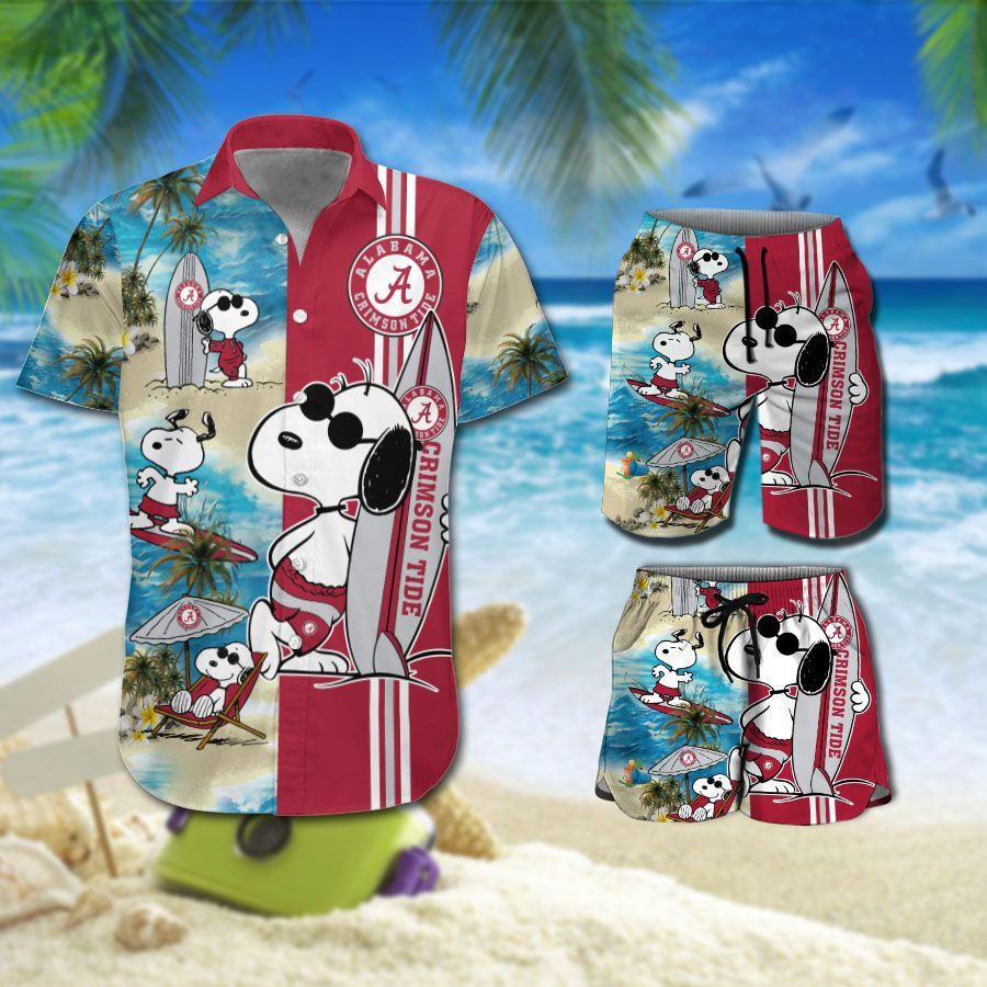 Personalized Alabama Crimson Tide Snoopy All Over Print Hawaii Shirt Beach Shorts Ha6354