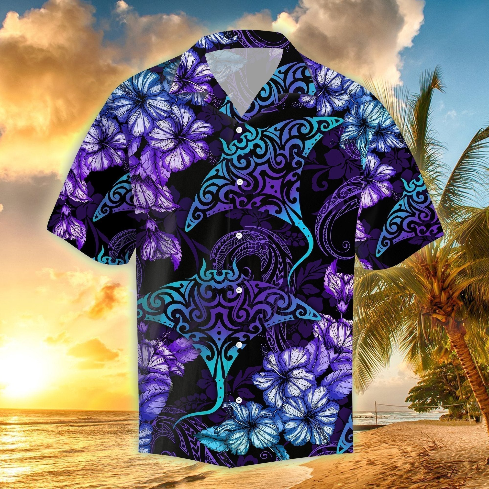 Rays Hibiscus Tropical Hawaii Shirt For Men Women Ha18829