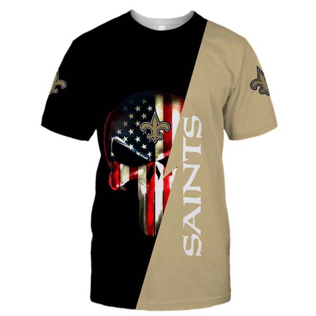 New Orleans Saints Skull 3D T-Shirt