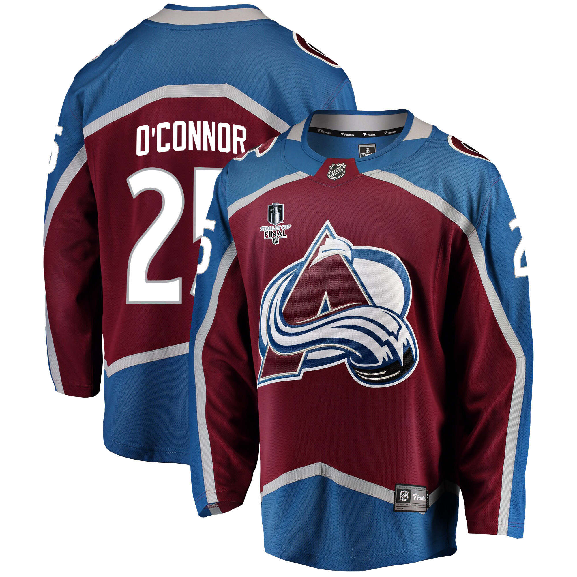 Colorado Avalanche Logan O’Connor 25 Home 2022 Stanley Cup Final Breakaway Men Jersey – Burgundy