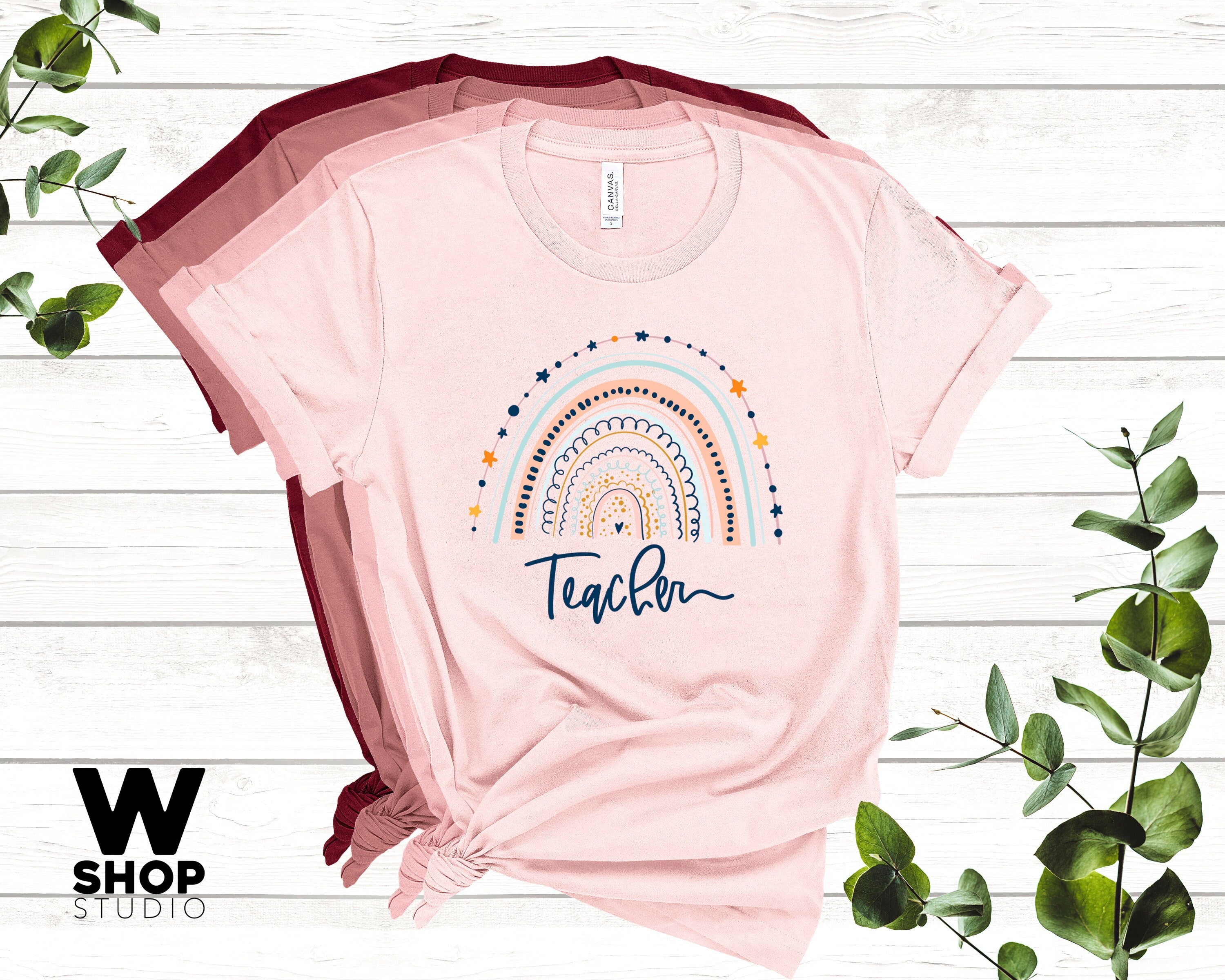 Teacher Shirts For Women, Vintage Boho Teacher Rainbow Shirt, Rainbow Teacher Shirt, Rainbow Teacher Tshirt, Kindergarter Teacher Shirt