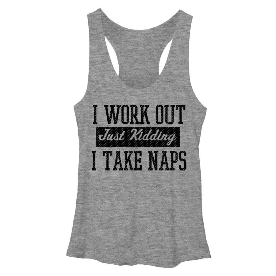 CHIN UP Women’s I Take Naps  Racerback Tank Gray Heather