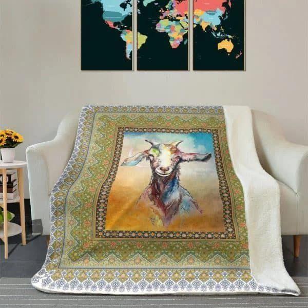 Goat On Field Sherpa Fleece Blanket