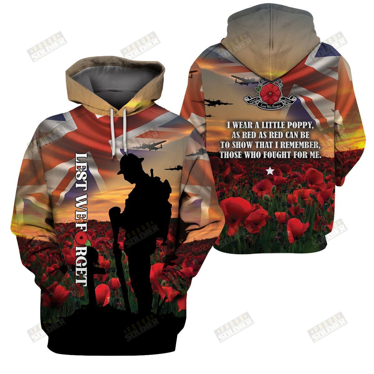 3D All-Over Printed” Uk Veterans – I Wear A Little Poppy” X15