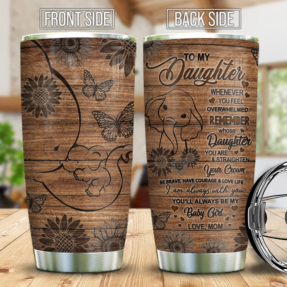 Wooden Style Mother And Daughter Elephant Ablz2608006Z Stainless Steel Tumbler