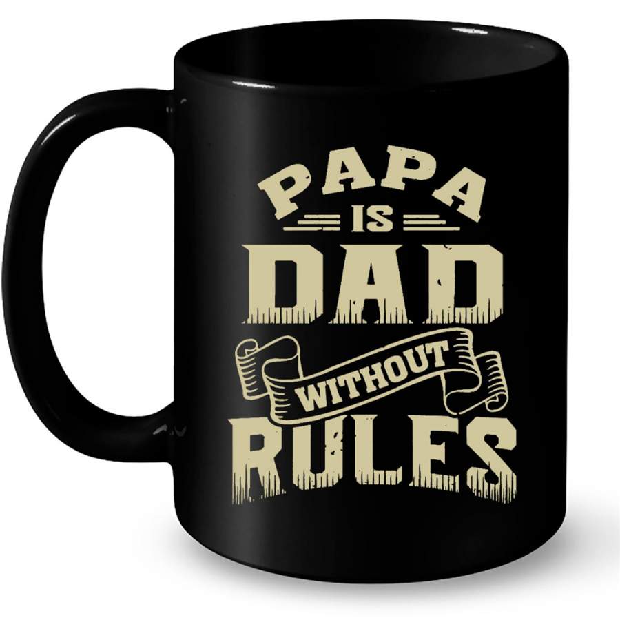 Papa Is Dad Without Rules Vintage Classic Retro B – Full-Wrap Coffee Black Mug