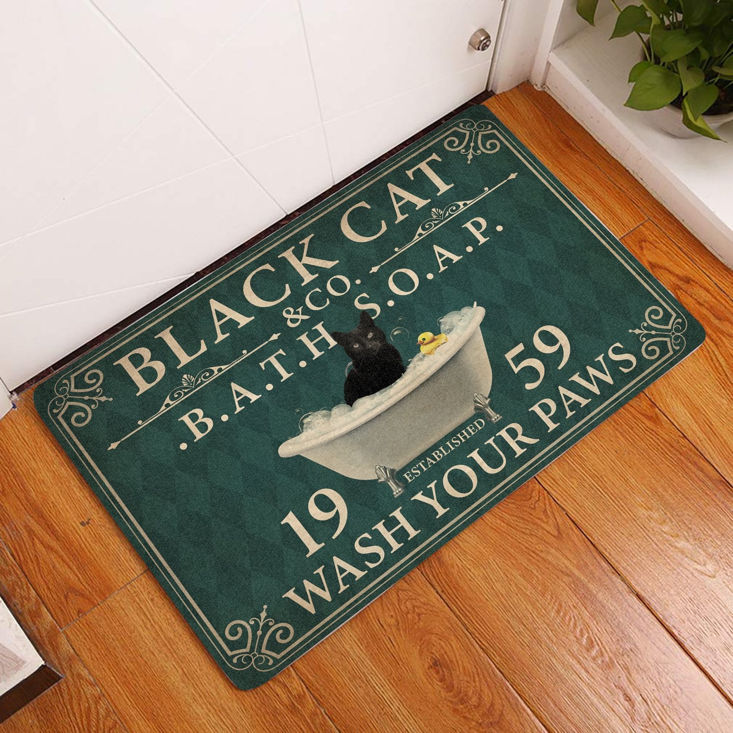 Black Cat All Over Printing Doormat Pre2193