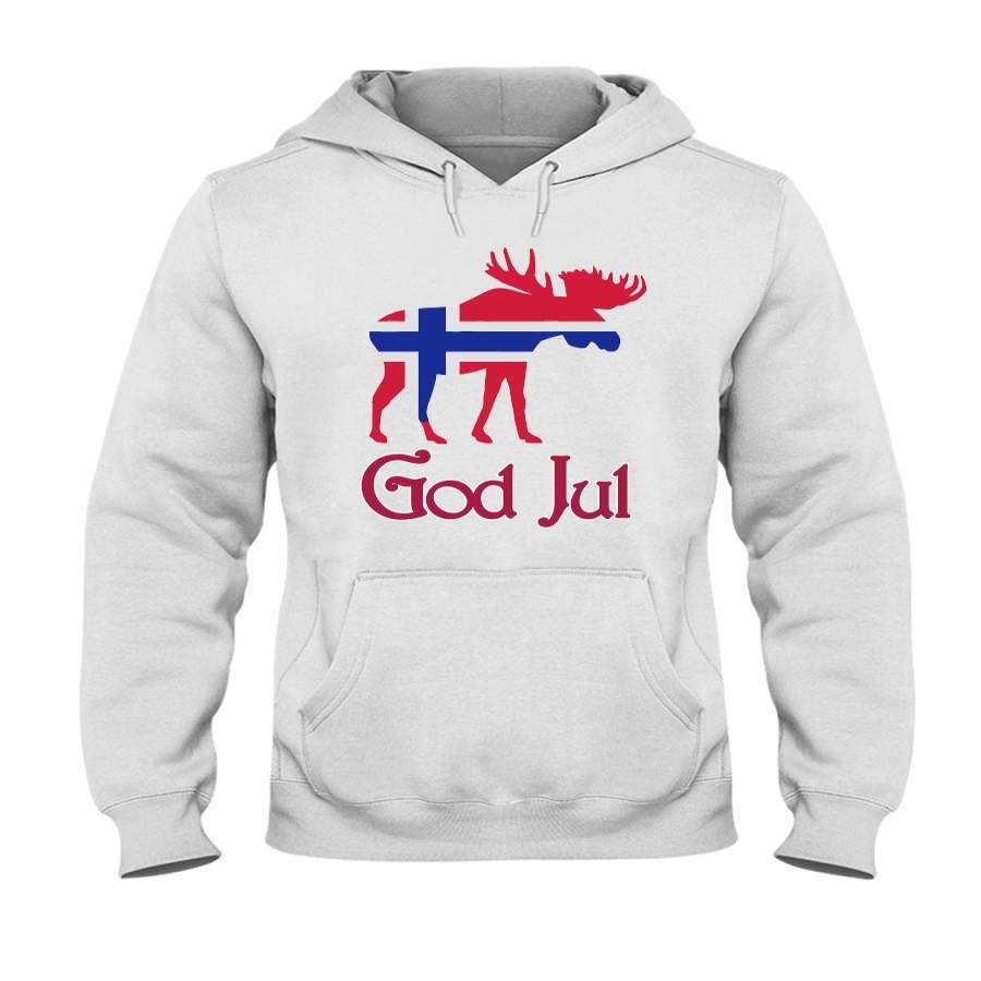 God Jul Norwegian Moose Christmas Gift Hoodie