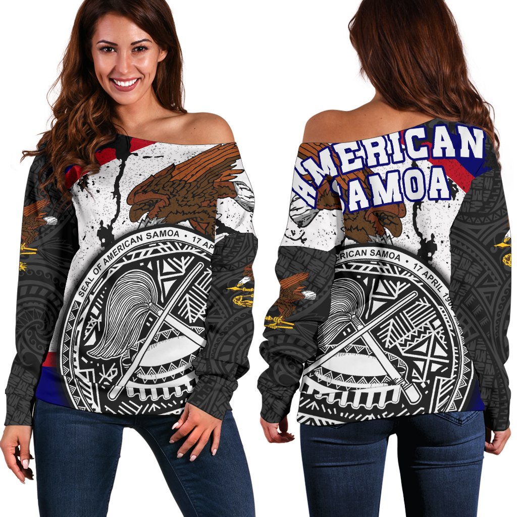 American Samoa Flag Emblem Pattern Off Shoulder Sweater