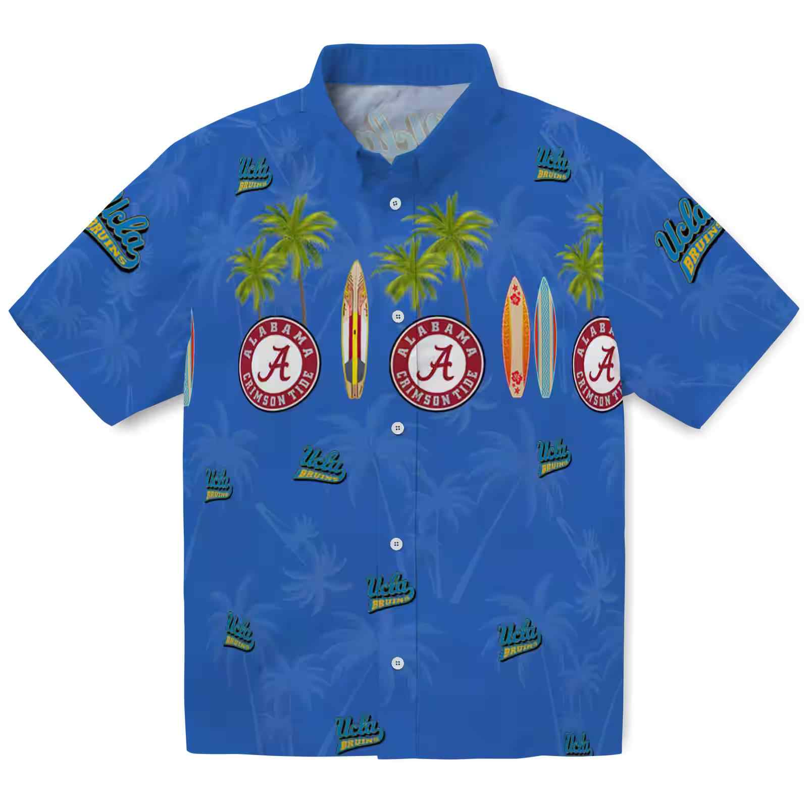 Ucla Bruins Surfboard Palm Blue Hawaiian Shirt