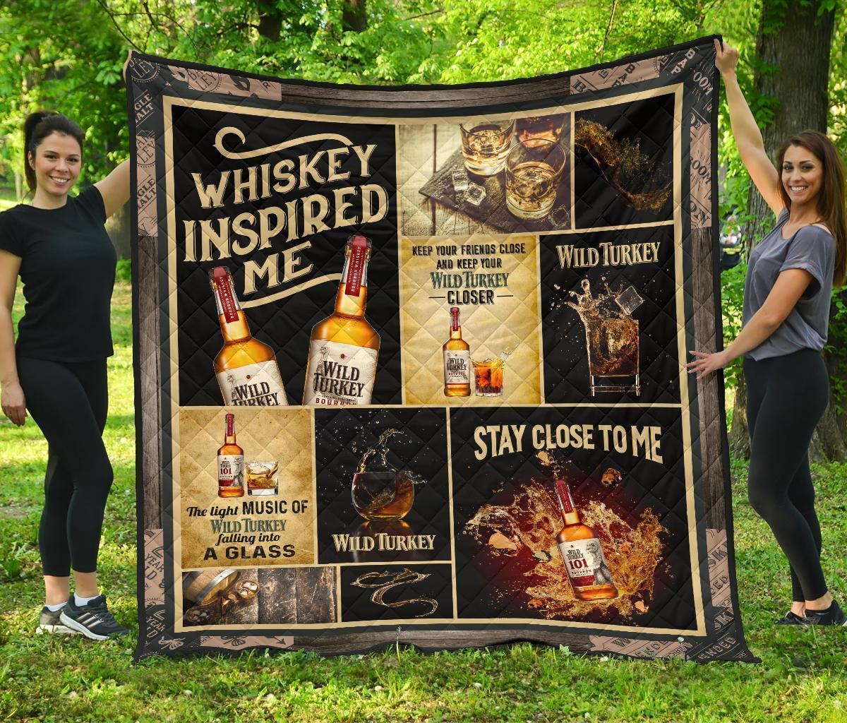 Wild Turkey Quilt Blanket Whiskey Inspired Me Funny Gift