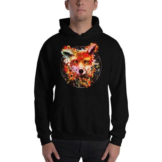 Watercolor Fox Hoodie Womens Fox Sweatshirt Autumn Fox Clothing Fox Lover Gifts Cute Fox Clothes Animal Lover Gifts Fox Apparel