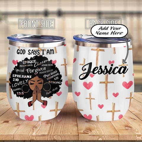 Personalized Black Women Personalities Faith Wine Tumbler, Personalized Tumblers, Tumbler Cups, Custom Tumblers