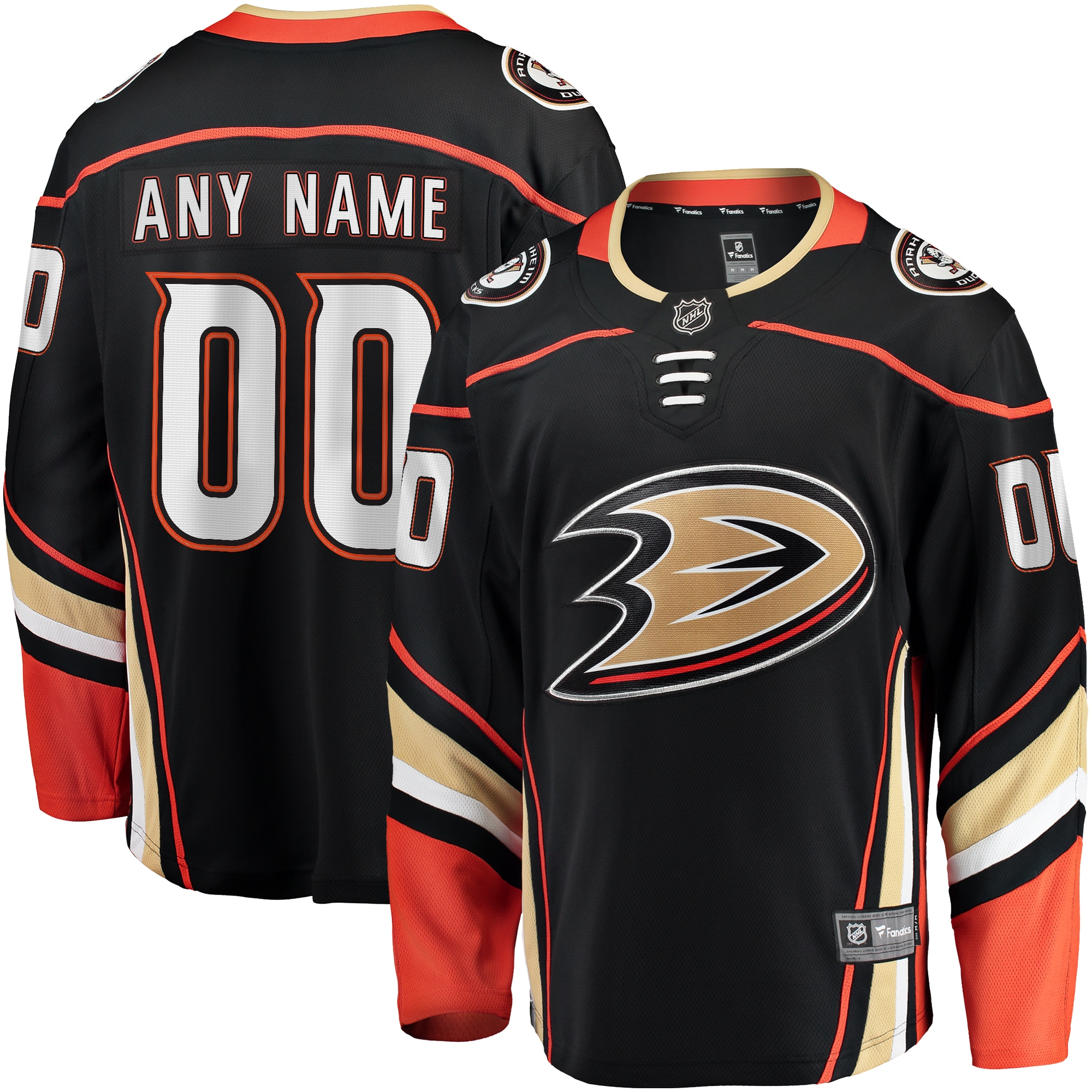 Anaheim Ducks Branded Home Breakaway Custom Jersey – Black