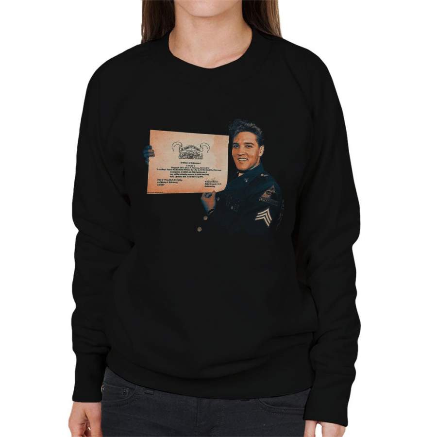 Elvis Presley US Army Certificate Women’s Sweatshirt