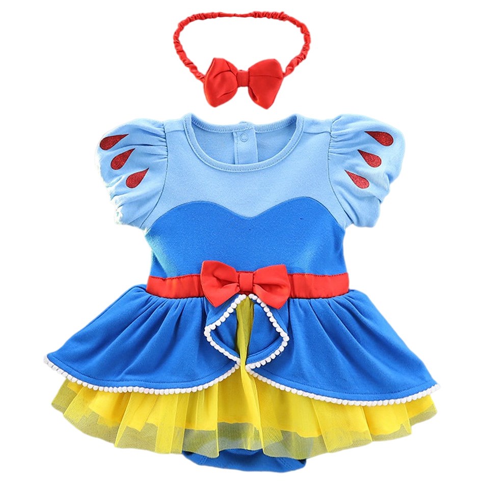 Baby Girl Romper Dress Kids Cotton Halloween Clothes Toddler Belle Mermaid Snow White Costume Infant Princess Outfit 3-18 Month alx