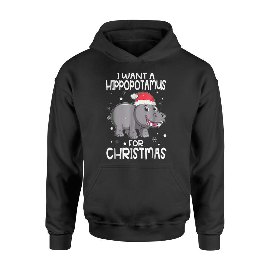 Hippopotamus For Christmas  Santa Hat Cute Xmas  Hoodie
