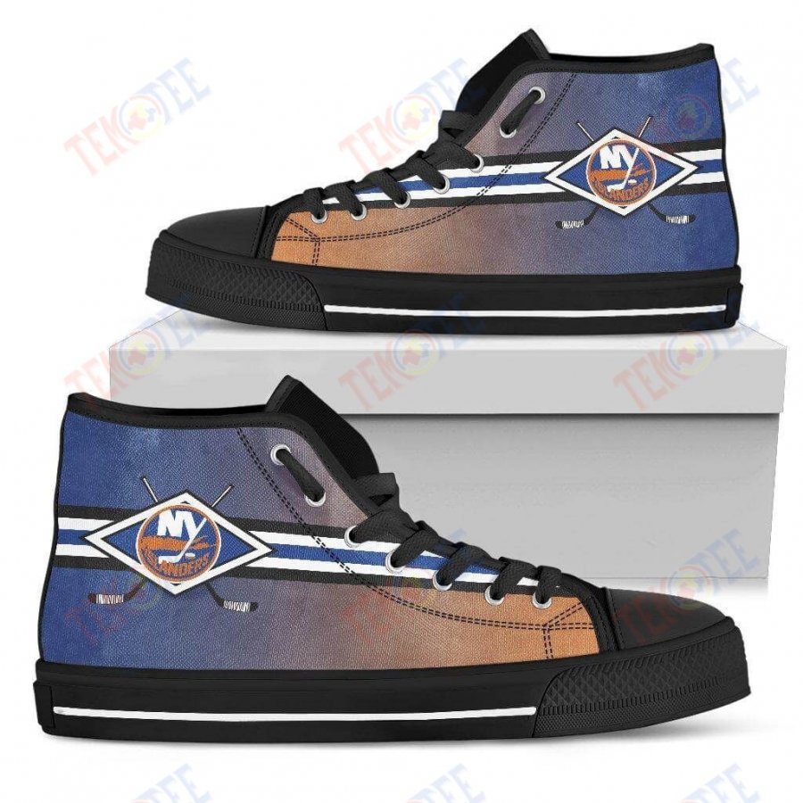 Mens Womens New York Islanders High Top Shoes Double Stick Check Shoes TMT669