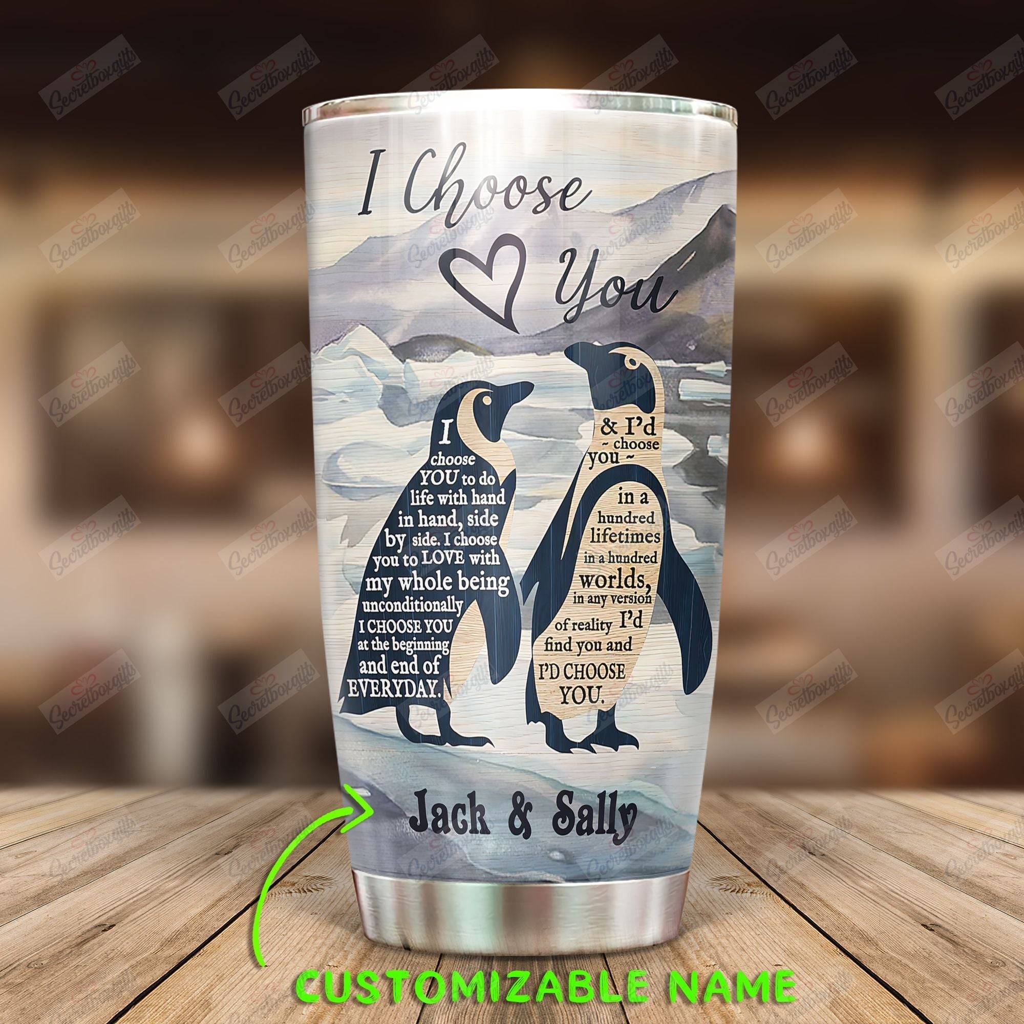 Personalized Penguin Yp0701004Xm Stainless Steel Tumbler Customize Name, Text, Number