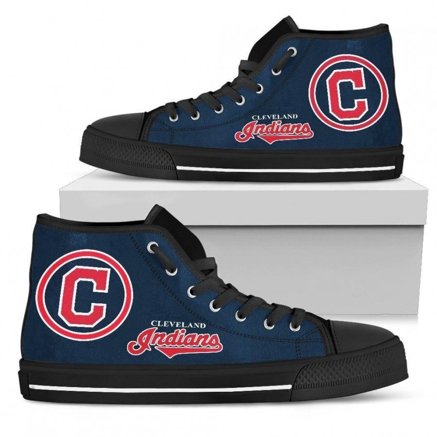 Circle Logo Cleveland Indians High Top Shoes #154