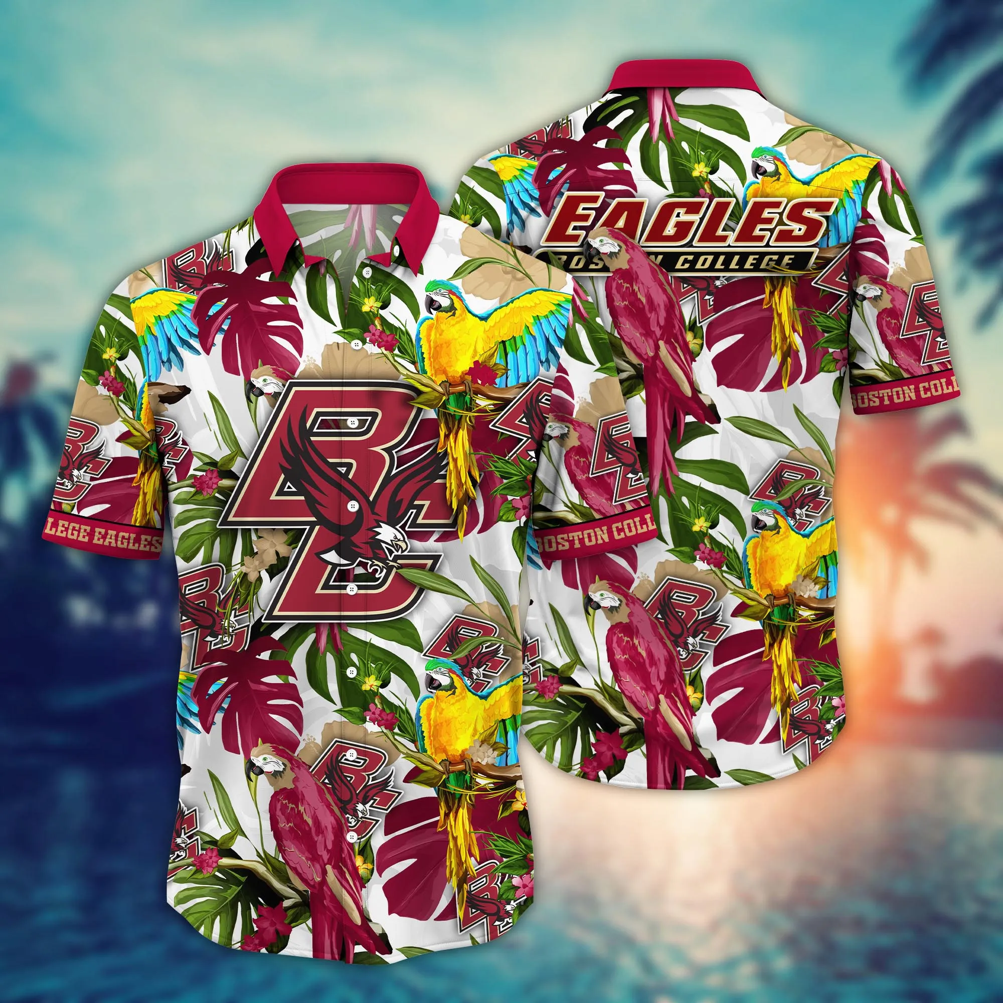 Boston College Eagles NCCA Hawaiian Shirt Sun Showerstime Aloha Shirt