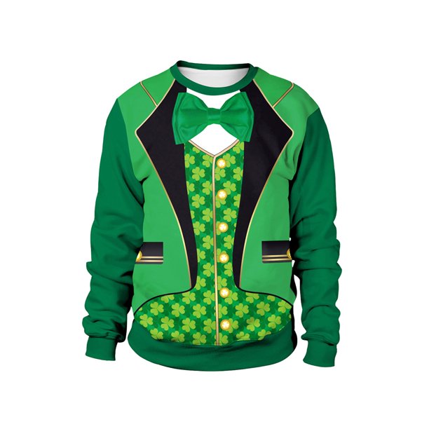 Unsiex 3D Printed Pullover Sweatshirts St. Patrick’S Day Costume Green Leprechaun