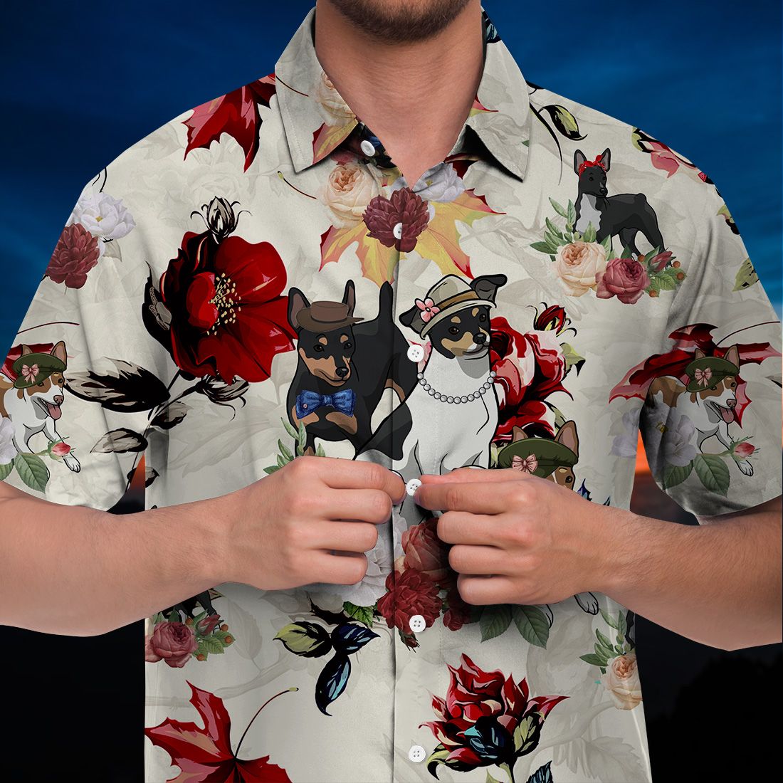 Rat Terrier Hawaiian Shirt 90s Flower