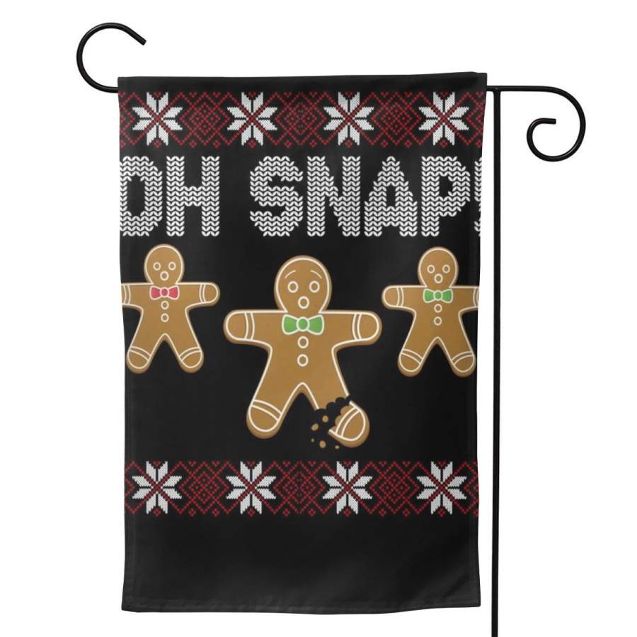 2 Pcs Garden Flag Gingerbread Oh Snap Ugly Christmas Sweater Horizontal Poster 12.5″x18″ -Mothers Day, Birthday Gifts for Mom, Dad, Wife, Husband, Daughters, Grandma, Friends