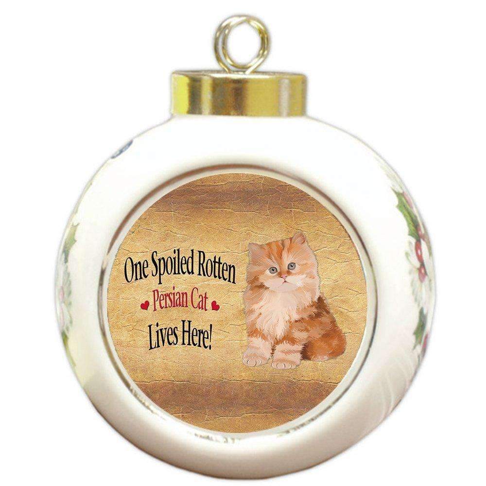 Red Persian Kitten Spoiled Rotten Cat Round Ball Christmas Ornament