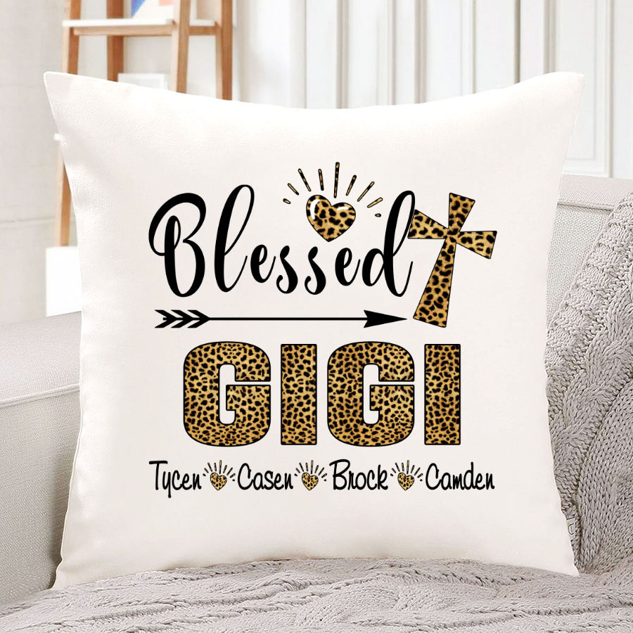 Custom Pillow For Gigi, Blessed Grandma, Gigi Leopard Skin Pillow, Mother’S Day Pillow Gift