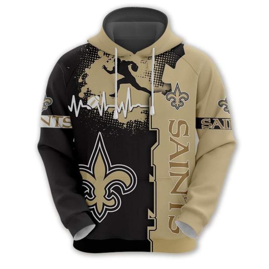 New Orleans Saints Beating Curve 3D Hoodie