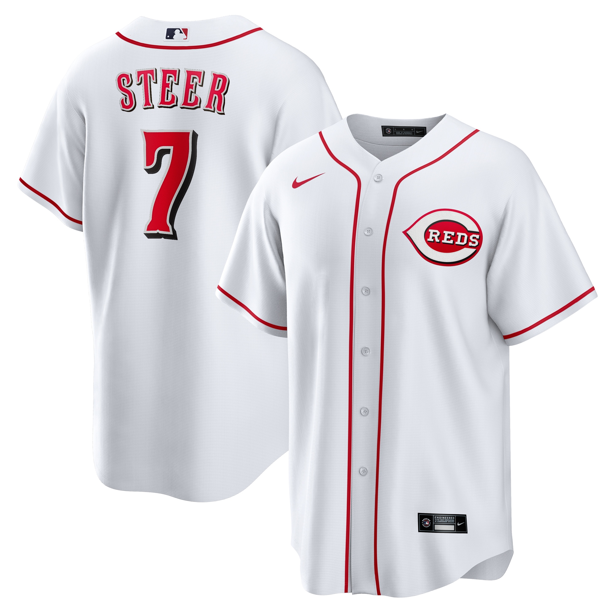 Spencer Steer Cincinnati Reds Home Replica Jersey – White