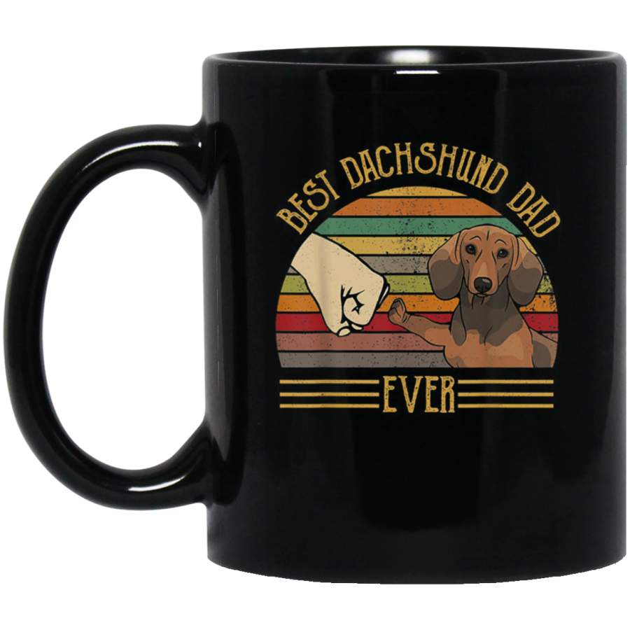 Best Dachshund Dad Ever Retro Vintage Sunset Mug