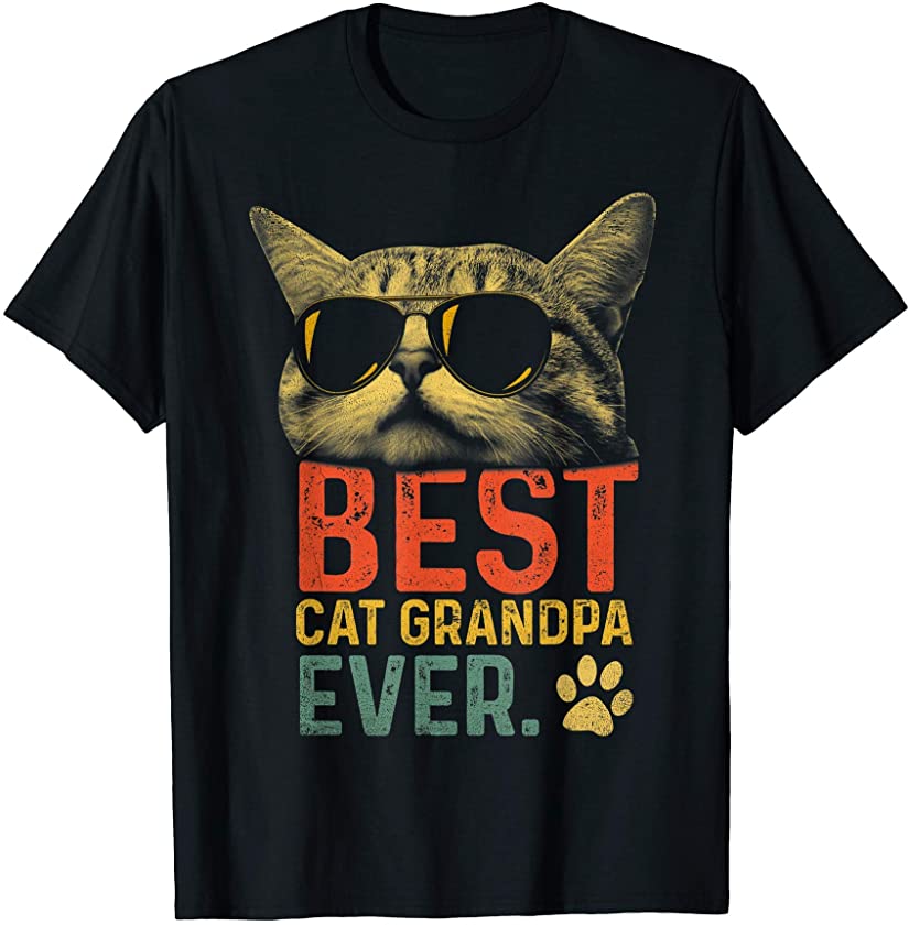 Best Cat Grandpa Ever Vintage, Funny Cat Lover Father’s Day T-Shirt