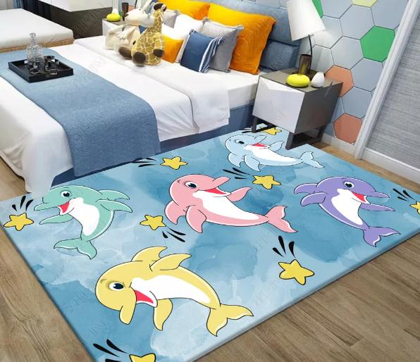 3D Cartoon Color Dolphin Non-Slip Rug Mat 63