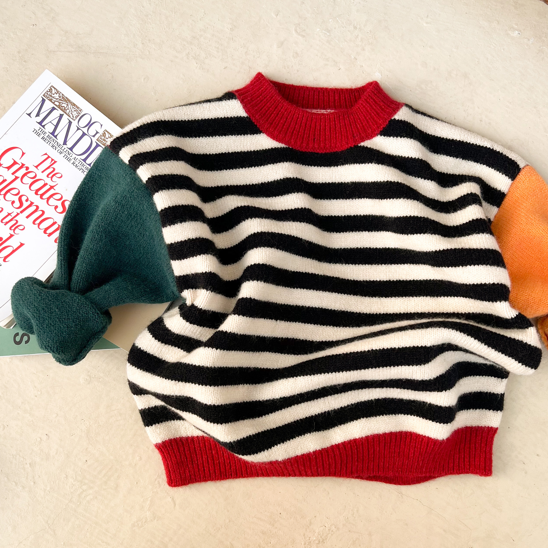 2022 Spring Autumn Girls Boys Casual Stripe Sweaters Baby Kids Children Knitting Cardigan alx