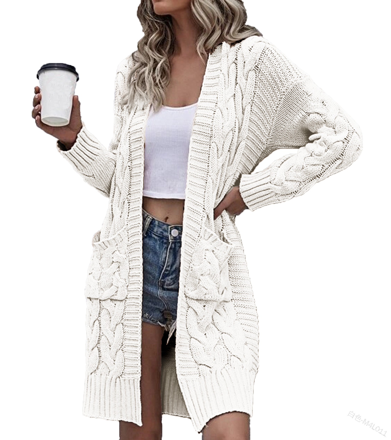 Women Knitted Coat Sweater Autumn Winter Solid Color Pocket Stitching Cardigan Long Sweater Women Casual Long Sleeve Baggy Coat alx