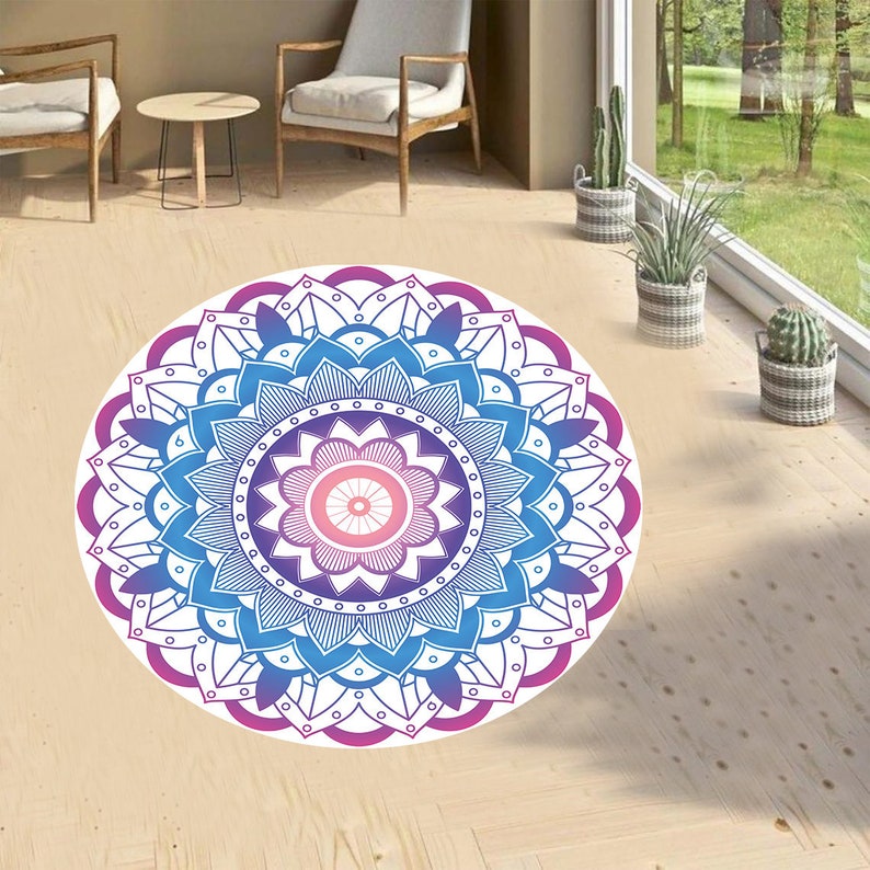 Mandala Rug, Round Rug, Round Carpet, Mandala Pattern Round Rug, Popular Rug, Themed Rug, Living Room, Home Decor,  Mandala Pattern Rug