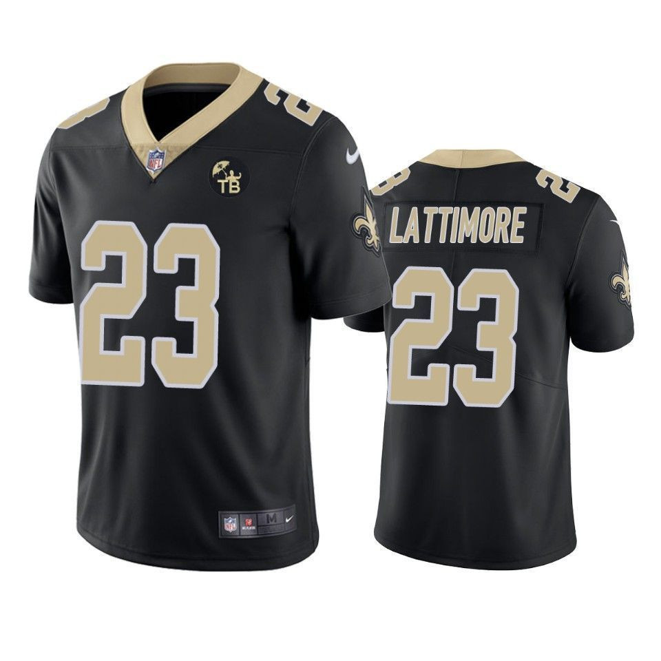 New Orleans Saints Marshon Lattimore Black Tom Benson Memorial Patch Vapor Limited 3D Jersey