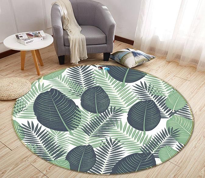 3D Big Leaves 201 Round Rug – Round Carpet Home Decor