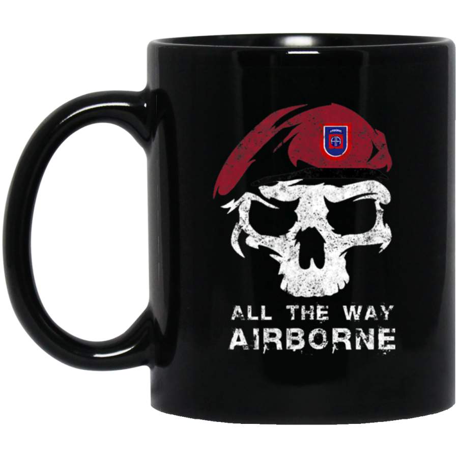 Vintage Army 82nd Airborne All The Way Skull Maroon Beret T Coffee Mug