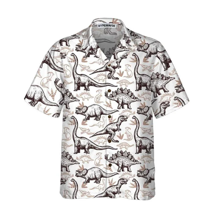 Hand Drawn Dinosaurs Footprints Seamless Pattern Hawaii Shirt Ha13223