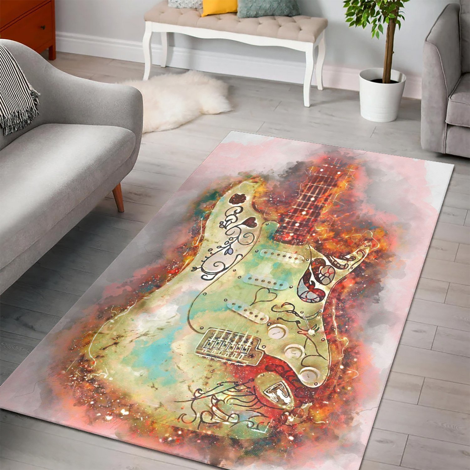 Hendrix Monterey Guitar  Rug,  Gift for fans,  Halloween Gift