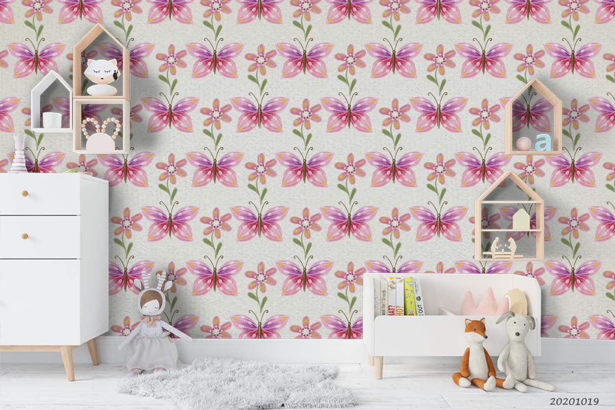 3D Hand Drawn Leaves Flower Animal Pattern Wall Mural Wallpaper Wj 9419