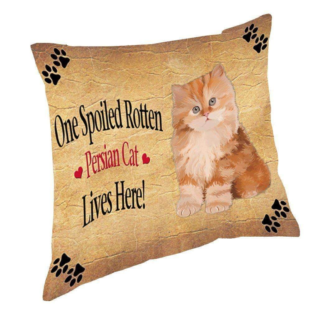 Red Persian Kitten Spoiled Rotten Cat Throw Pillow