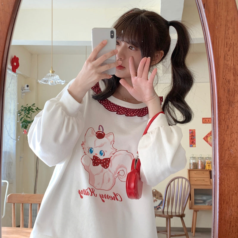 Soft T-Shirt Blouse Sweater Kawaii Cute Kitten