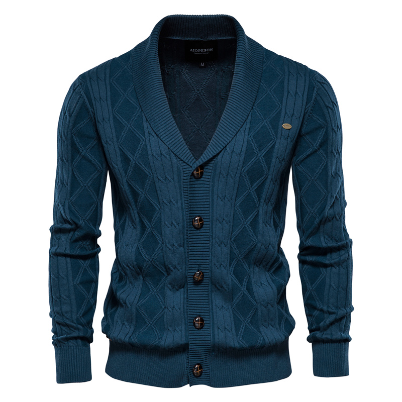 AIOPESON Cotton Argyle Cardigan Men Casual Single Breasted Solid Color Business Mens Cardigans New Winter Fashion Sweater Man alx